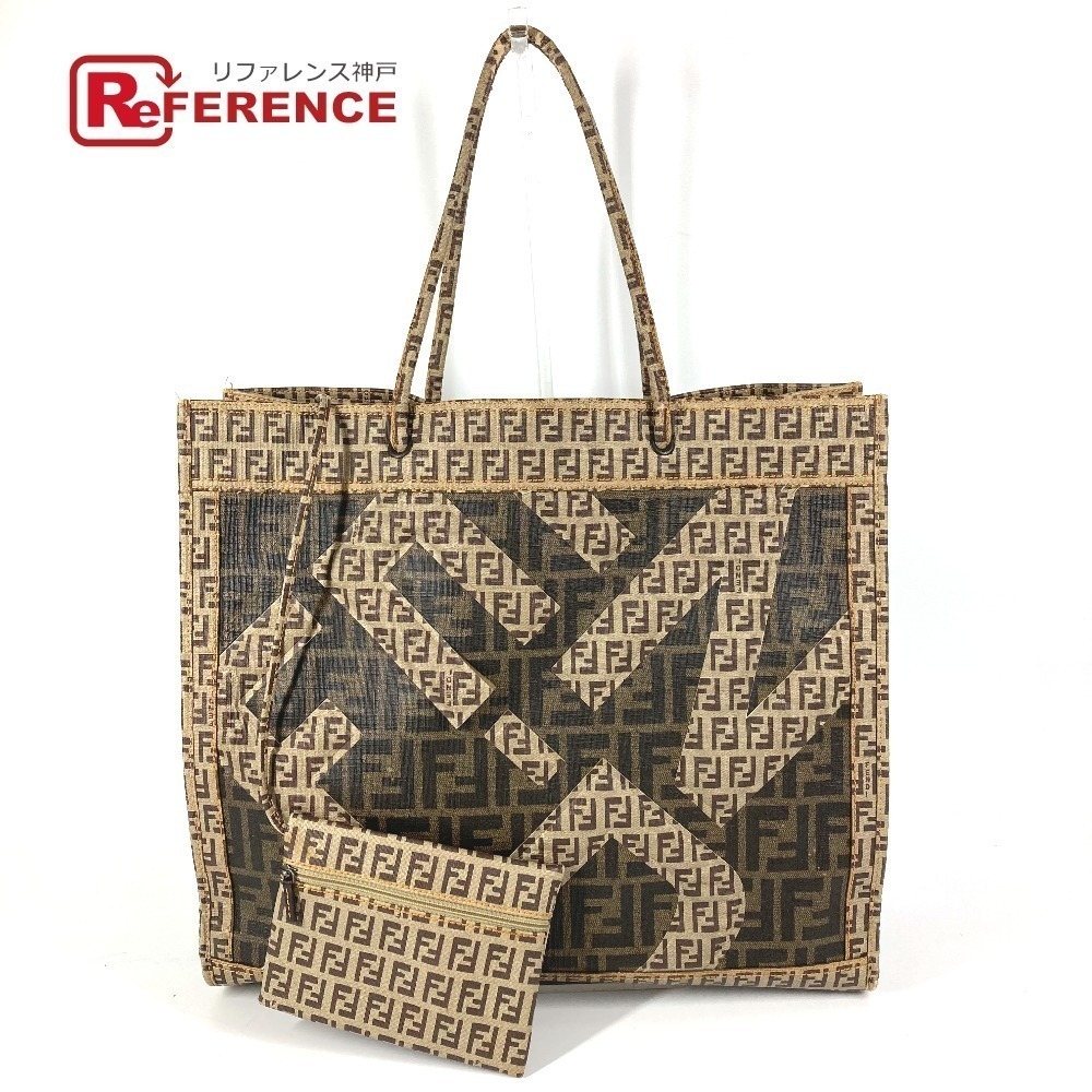 Fendi Zucca Zucchino Shoulder Tote Bag Pouch Clutch Brown